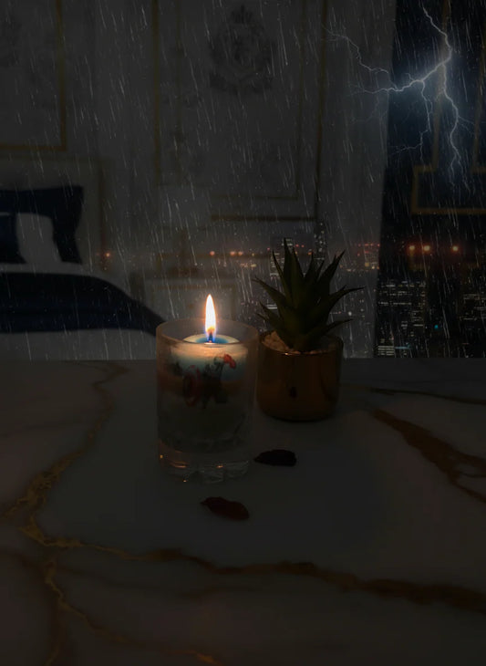 Candle on windowsill 