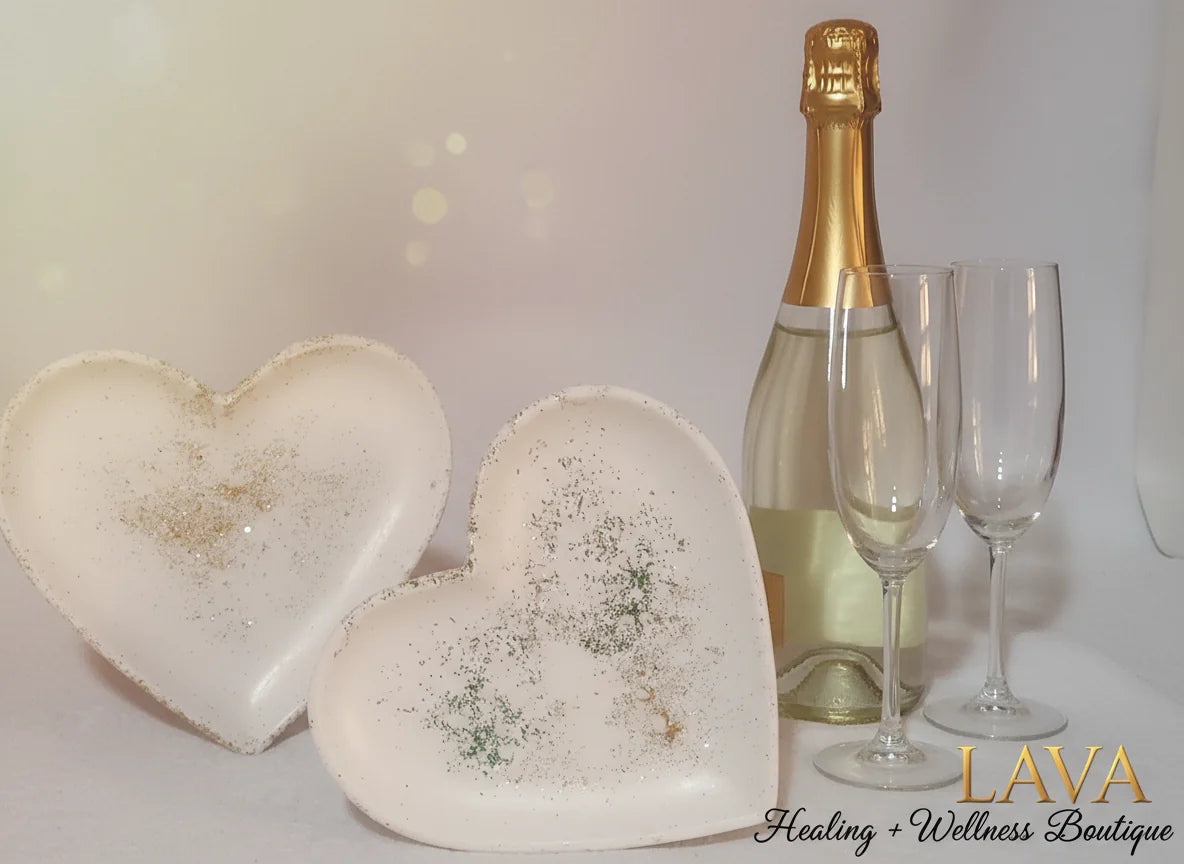 Heart-shaped holder on a white surface